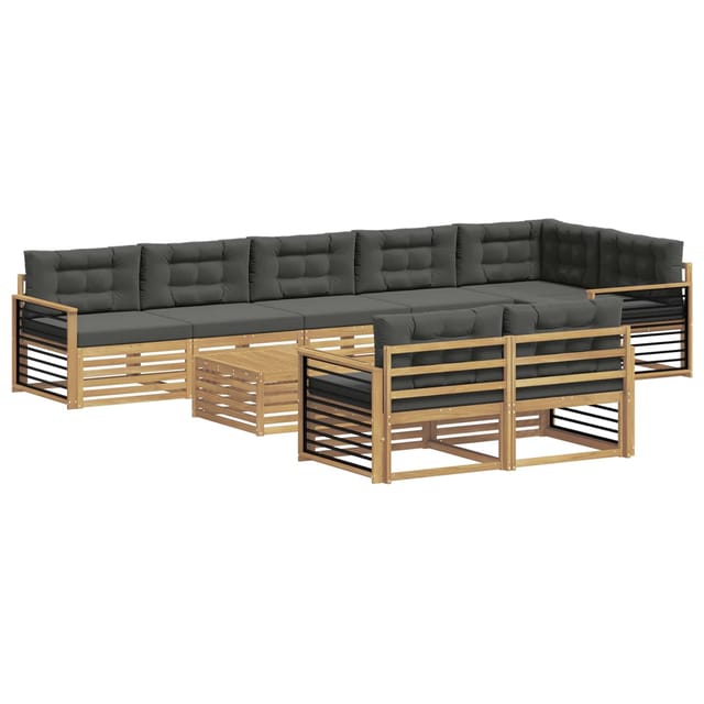 vidaXL Outdoor-Sofagarnitur 9-Tlg Weiß und Anthrazit Polyester 3390737