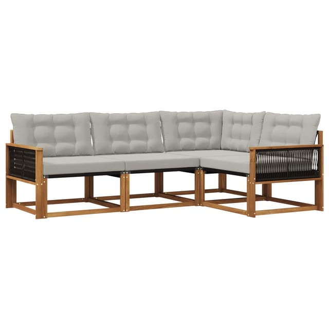 vidaXL Outdoor-Sofagarnitur mit Kissen 4 Stk Natur und Hellgrau 3381391