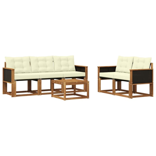 vidaXL Outdoor-Sofagarnitur mit Kissen 6 Stk Natur und Creme 3381766