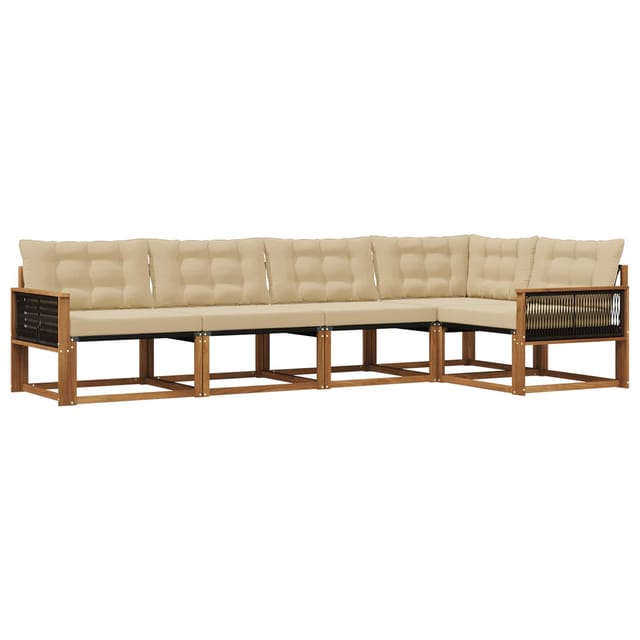 vidaXL Outdoor-Sofagarnitur mit Kissen 5 Stk Natur und Beige 3381425