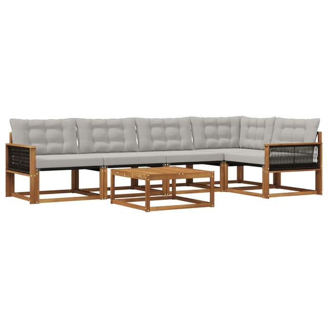 vidaXL Outdoor-Sofagarnitur mit Kissen 6 Stk Natur und Hellgrau 3381439