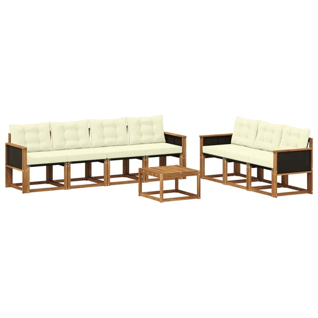 vidaXL Outdoor-Sofagarnitur mit Kissen 8 Stk Natur und Creme 3381814
