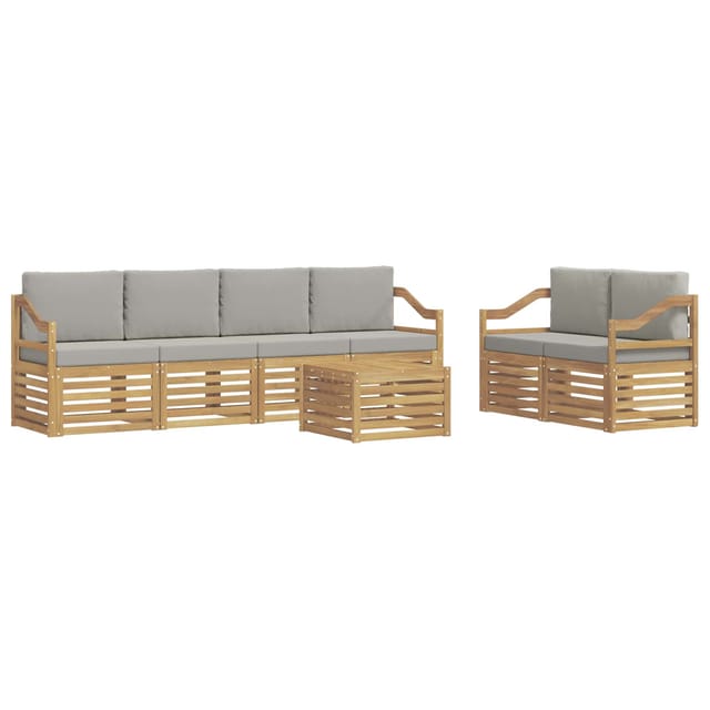 vidaXL Outdoor-Sofagarnitur 7-Tlg Weiß und Hellgrau Polyester 3391451
