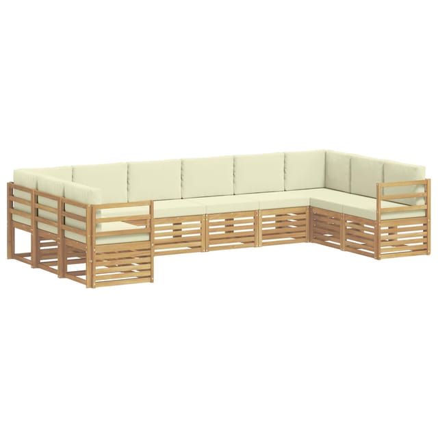 vidaXL Outdoor-Sofagarnitur mit Kissen 10-Tlg Weiß und Creme Polyester 3392565