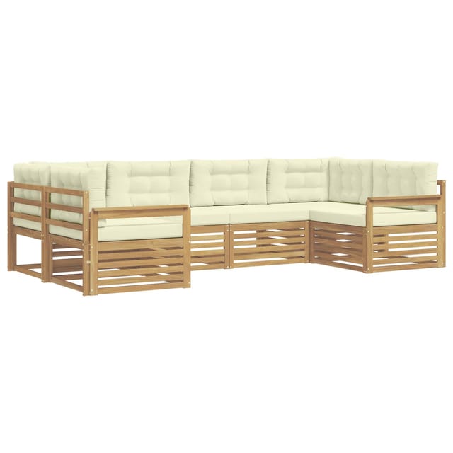 vidaXL Outdoor-Sofagarnitur mit Kissen 6-Tlg Weiß und Creme 3391030
