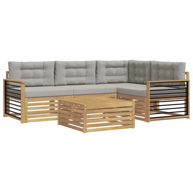 vidaXL Outdoor-Sofagarnitur 6-Tlg Weiß und Hellgrau Polyester 3390456