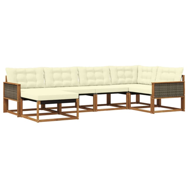 vidaXL Outdoor-Sofagarnitur mit Kissen 6 Stk Natur und Creme 3381530