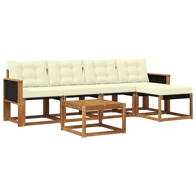 vidaXL Outdoor-Sofagarnitur mit Kissen 6 Stk Natur und Creme 3381894