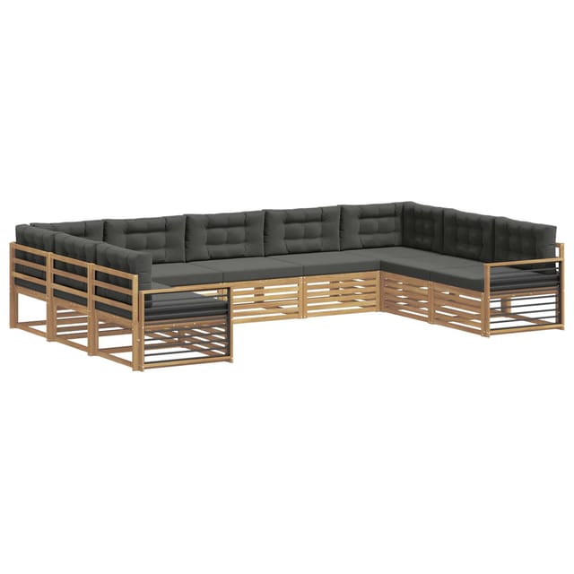 vidaXL Outdoor-Sofagarnitur 9-Tlg Weiß und Anthrazit Massivholz Akazie 3391167