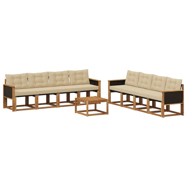 vidaXL Outdoor-Sofagarnitur mit Kissen 9 Stk Natur und Beige 3381849