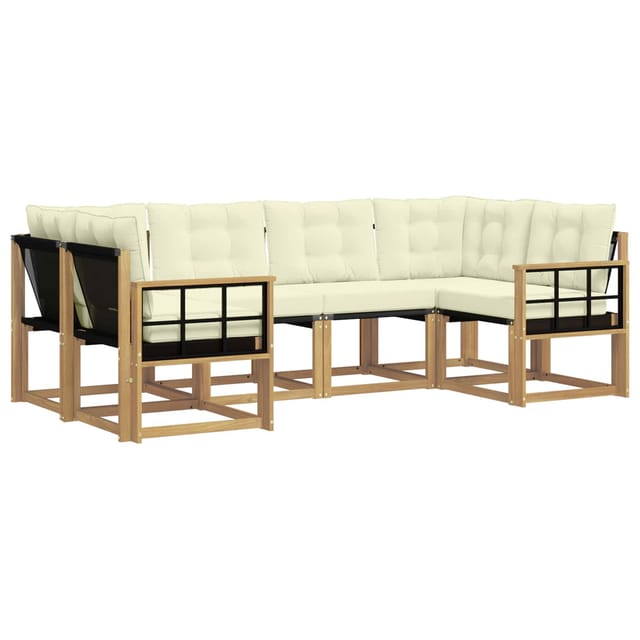 vidaXL Outdoor-Sofagarnitur mit Kissen 6-Tlg Weiß und Creme 3389816