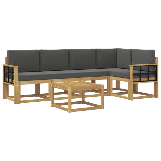 vidaXL Outdoor-Sofagarnitur 6-Tlg Weiß und Anthrazit Massivholz Akazie 3387676
