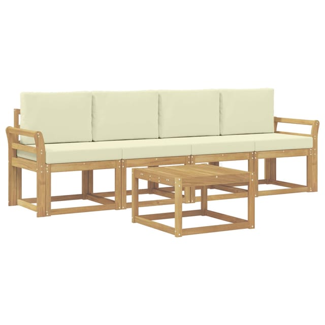 vidaXL Outdoor-Sofagarnitur mit Kissen 5-Tlg Weiß und Creme 3387209