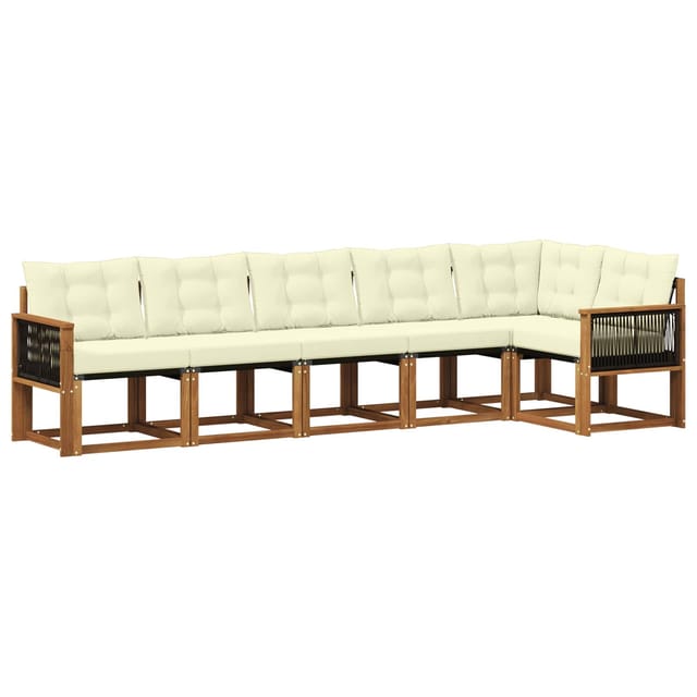 vidaXL Outdoor-Sofagarnitur mit Kissen 6 Stk Natur und Creme 3381982