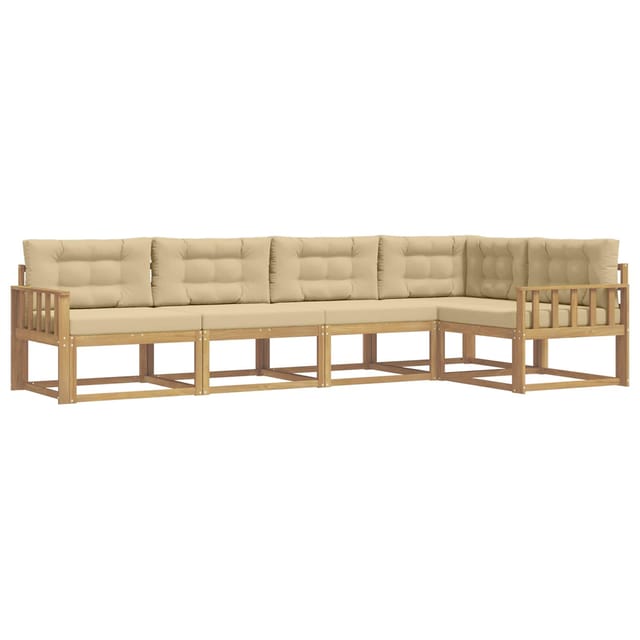 vidaXL Outdoor-Sofagarnitur mit Kissen 4-Tlg Weiß und Beige Polyester 3386442