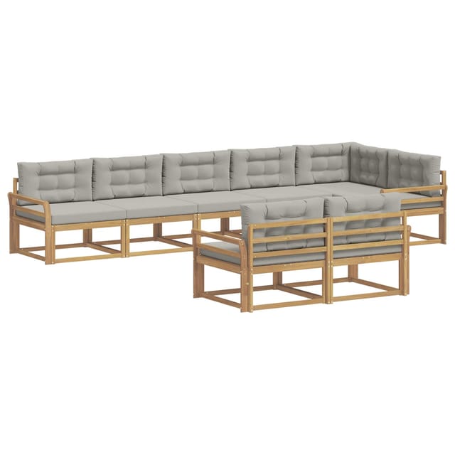 vidaXL Outdoor-Sofagarnitur 6-Tlg Weiß und Hellgrau Polyester 3386620