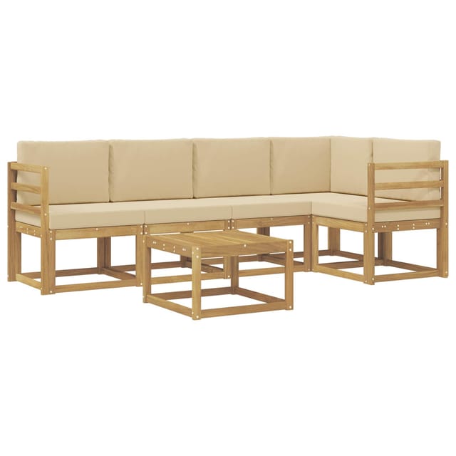 vidaXL Outdoor-Sofagarnitur 6-Tlg Weiß und Beige Massivholz Akazie 3387652