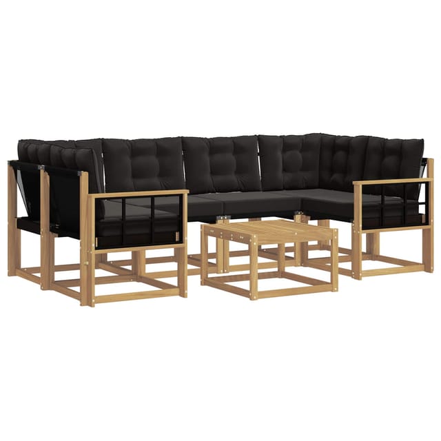 vidaXL Outdoor-Sofagarnitur mit Kissen 7-Tlg Weiß und Schwarz 3389266