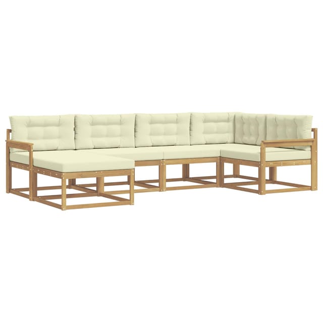 vidaXL Outdoor-Sofagarnitur mit Kissen 5-Tlg Weiß und Creme Polyester 3386679