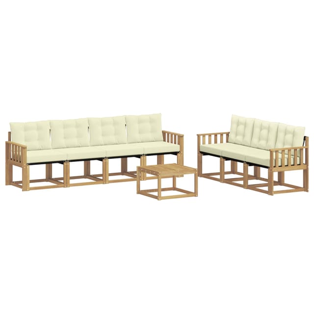 vidaXL Outdoor-Sofagarnitur mit Kissen 8-Tlg Weiß und Creme 3389280