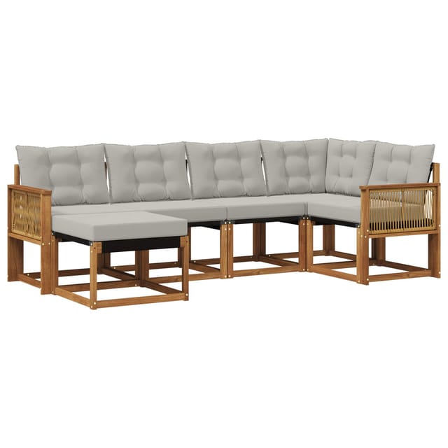 vidaXL Outdoor-Sofagarnitur mit Kissen 6 Stk Natur und Hellgrau 3382067
