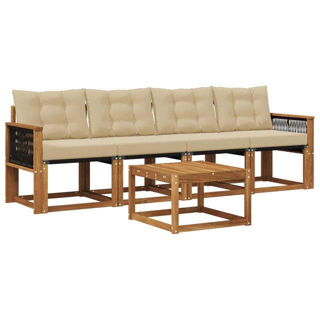 vidaXL Outdoor-Sofagarnitur mit Kissen 5 Stk Natur und Beige 3381761