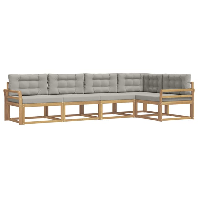 vidaXL Outdoor-Sofagarnitur 4-Tlg Weiß und Hellgrau Polyester 3386445