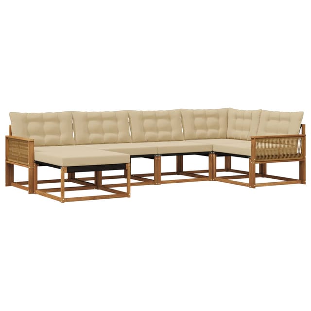 vidaXL Outdoor-Sofagarnitur mit Kissen 6 Stk Natur und Beige 3381541
