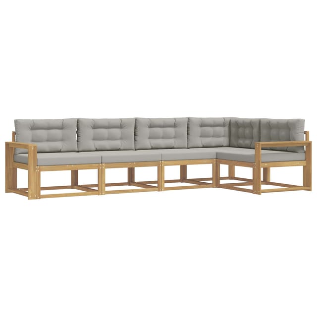 vidaXL Outdoor-Sofagarnitur 4-Tlg Weiß und Hellgrau Polyester 3386450