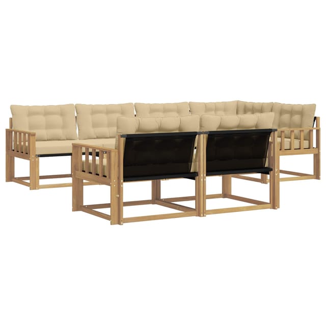 vidaXL Outdoor-Sofagarnitur mit Kissen 7-Tlg Weiß und Beige 3388779