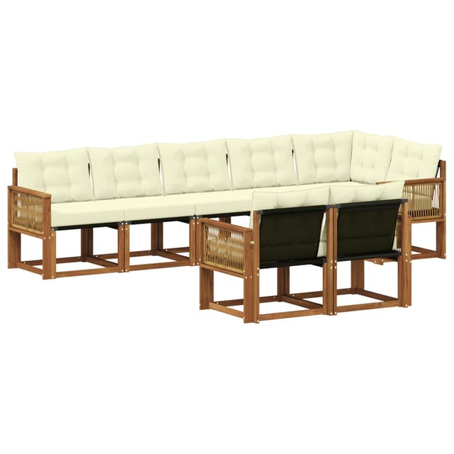vidaXL Outdoor-Sofagarnitur mit Kissen 8 Stk Natur und Creme 3382034