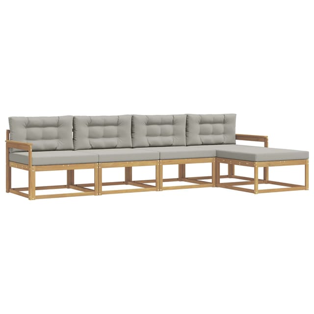 vidaXL Outdoor-Sofagarnitur 4-Tlg Weiß und Hellgrau Polyester 3386295
