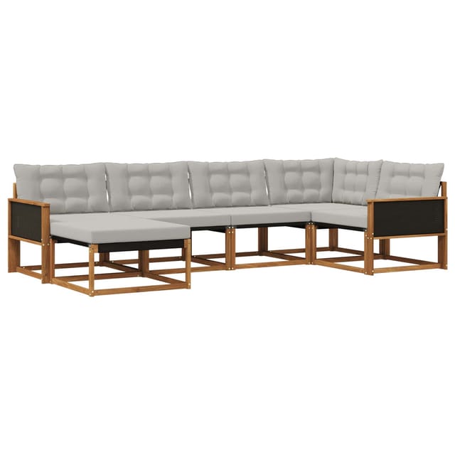 vidaXL Outdoor-Sofagarnitur mit Kissen 6 Stk Natur und Hellgrau 3381527