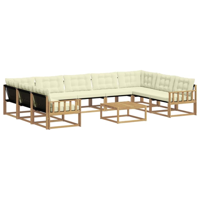 vidaXL Outdoor-Sofagarnitur mit Kissen 10-Tlg Weiß und Creme 3389088