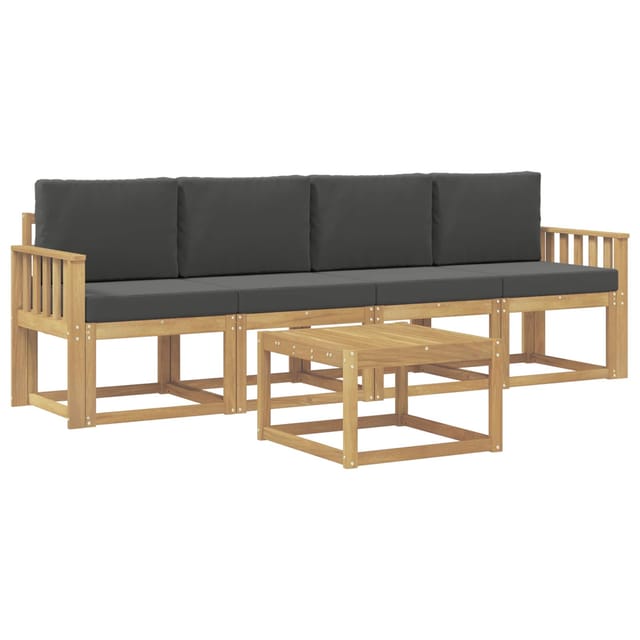 vidaXL Outdoor-Sofagarnitur mit Kissen 5-Tlg Weiß und Anthrazit 3387206