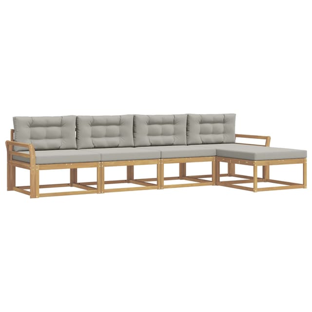 vidaXL Outdoor-Sofagarnitur 4-Tlg Weiß und Hellgrau Polyester 3386305