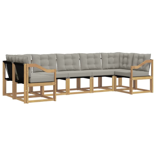 vidaXL Outdoor-Sofagarnitur mit Kissen 7-Tlg Weiß und Hellgrau 3389845