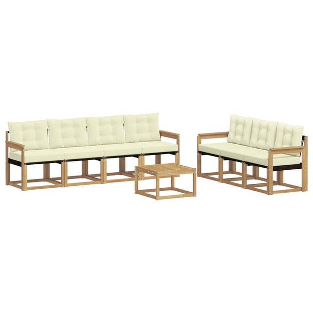 vidaXL Outdoor-Sofagarnitur mit Kissen 8-Tlg Weiß und Creme 3389276