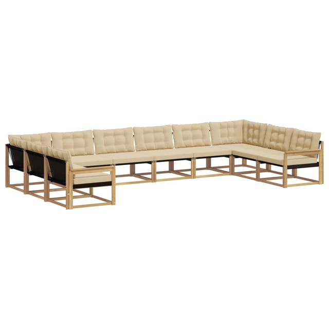 vidaXL Outdoor-Sofagarnitur mit Kissen 10-Tlg Weiß und Beige 3389111