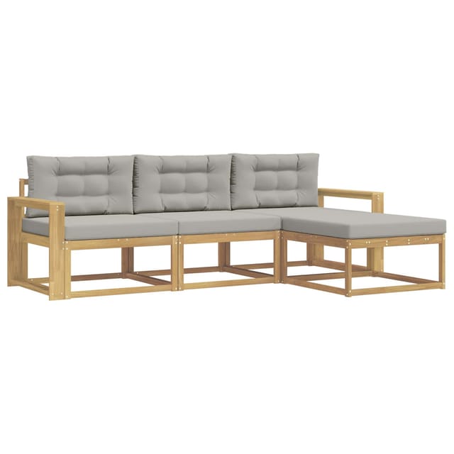 vidaXL Outdoor-Sofagarnitur 4-Tlg Weiß und Hellgrau Polyester 3386275