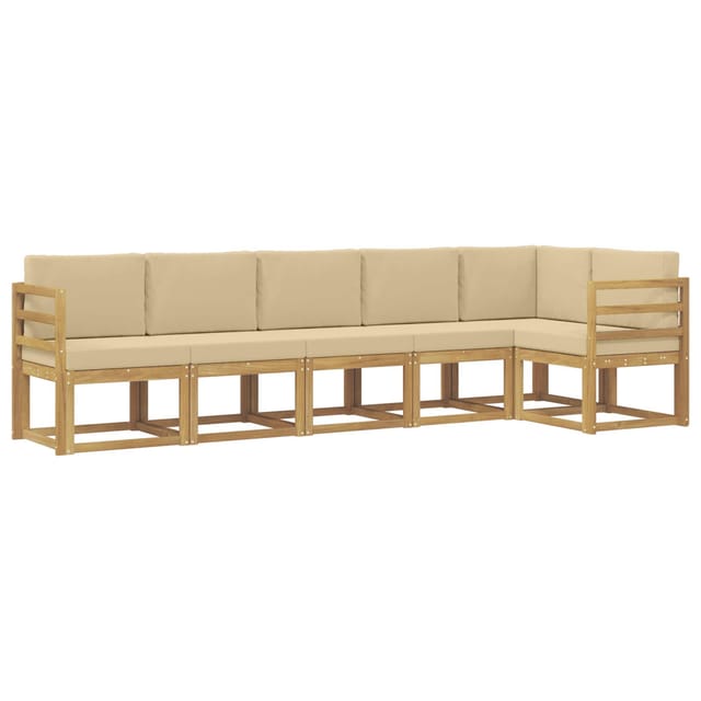 vidaXL Outdoor-Sofagarnitur mit Kissen 6-Tlg Weiß und Beige Polyester 3387687
