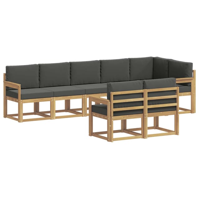 vidaXL Outdoor-Sofagarnitur 8-Tlg Weiß und Anthrazit Polyester 3387796