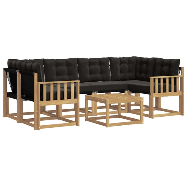 vidaXL Outdoor-Sofagarnitur mit Kissen 7-Tlg Weiß und Schwarz 3389258