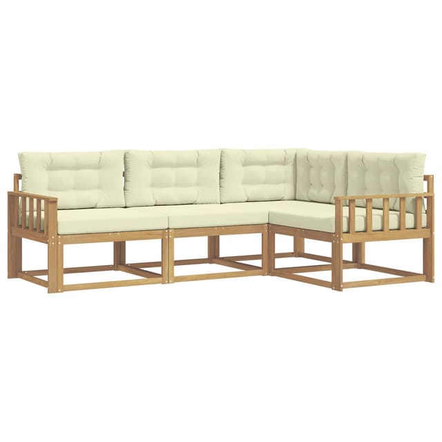 vidaXL Outdoor-Sofagarnitur mit Kissen 3-Tlg Weiß und Creme Polyester 3386369
