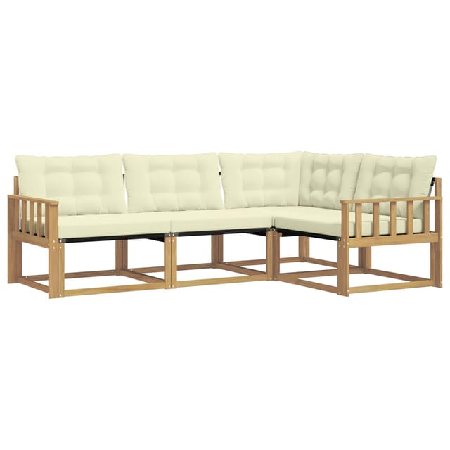 vidaXL Outdoor-Sofagarnitur mit Kissen 4-Tlg Weiß und Creme 3388632