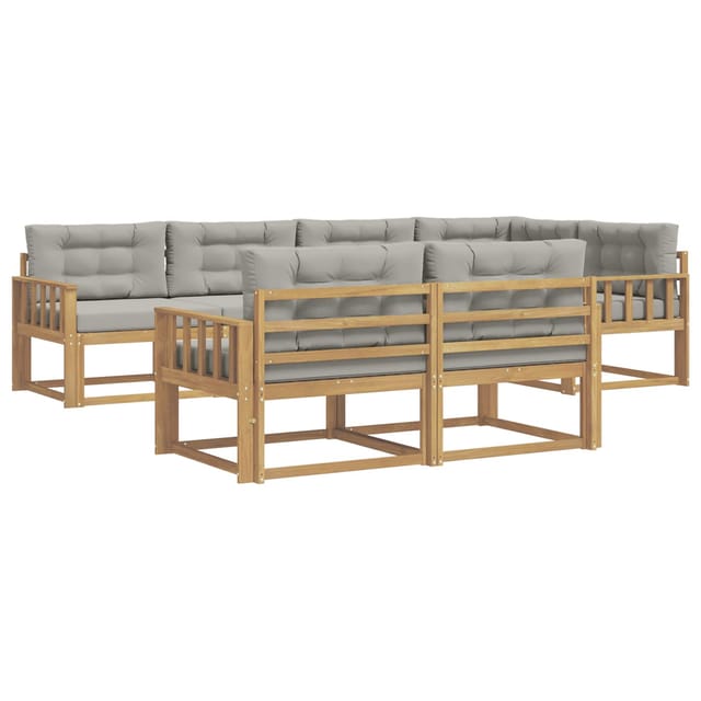 vidaXL Outdoor-Sofagarnitur 6-Tlg Weiß und Hellgrau Polyester 3386580