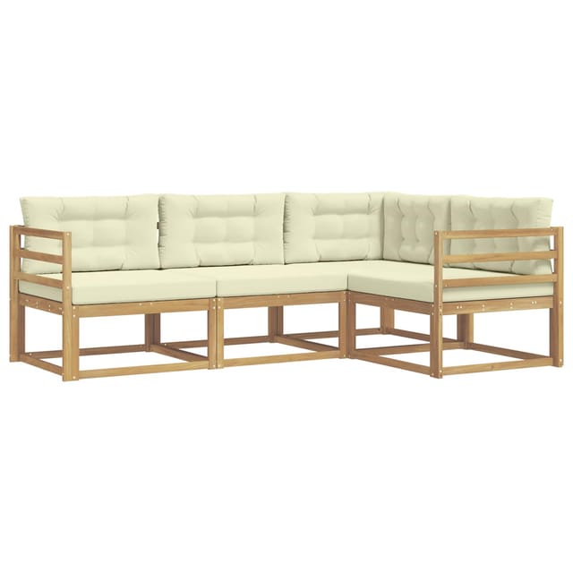 vidaXL Outdoor-Sofagarnitur mit Kissen 3-Tlg Weiß und Creme Polyester 3386359
