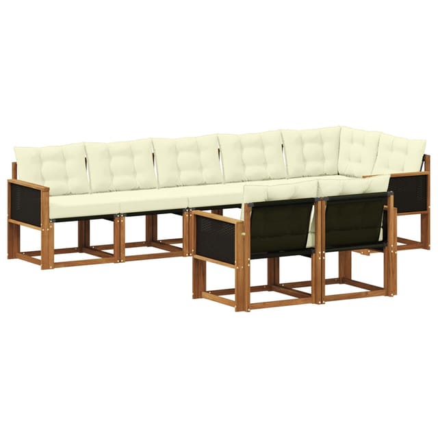 vidaXL Outdoor-Sofagarnitur mit Kissen 8 Stk Natur und Creme 3382022