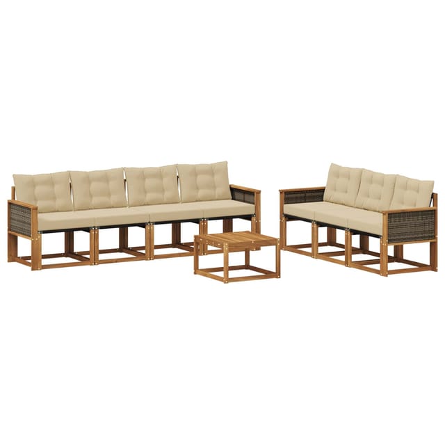 vidaXL Outdoor-Sofagarnitur mit Kissen 8 Stk Natur und Beige 3381821