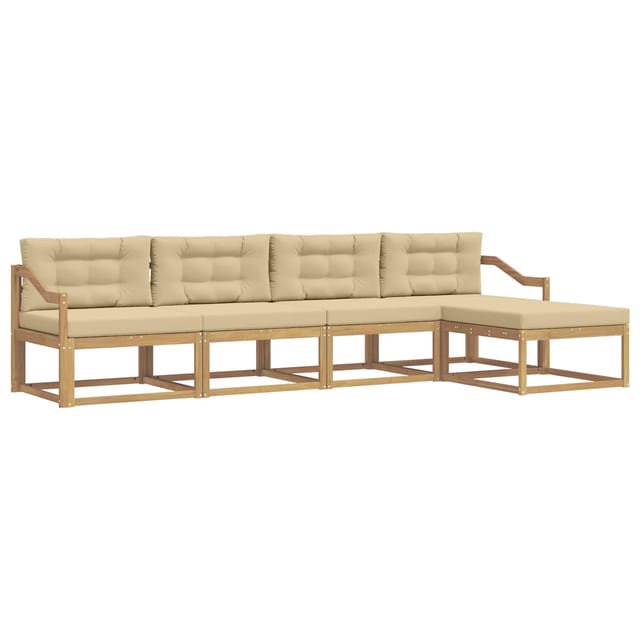 vidaXL Outdoor-Sofagarnitur mit Kissen 4-Tlg Weiß und Beige Polyester 3386322